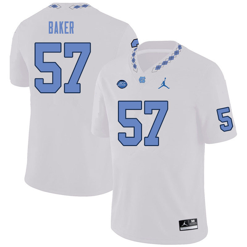 Men #57 Cayden Baker North Carolina Tar Heels College Football Jerseys Sale-White